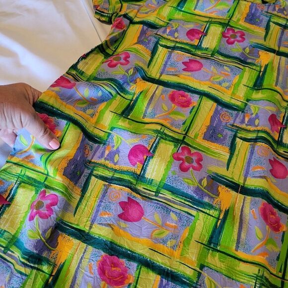 VINTAGE HAWAII NEON BRIGHT FLORAL SLIT HAWAIIAN PINK YELLOW MAXI DRESS XS SMALL - Picture 9 of 16